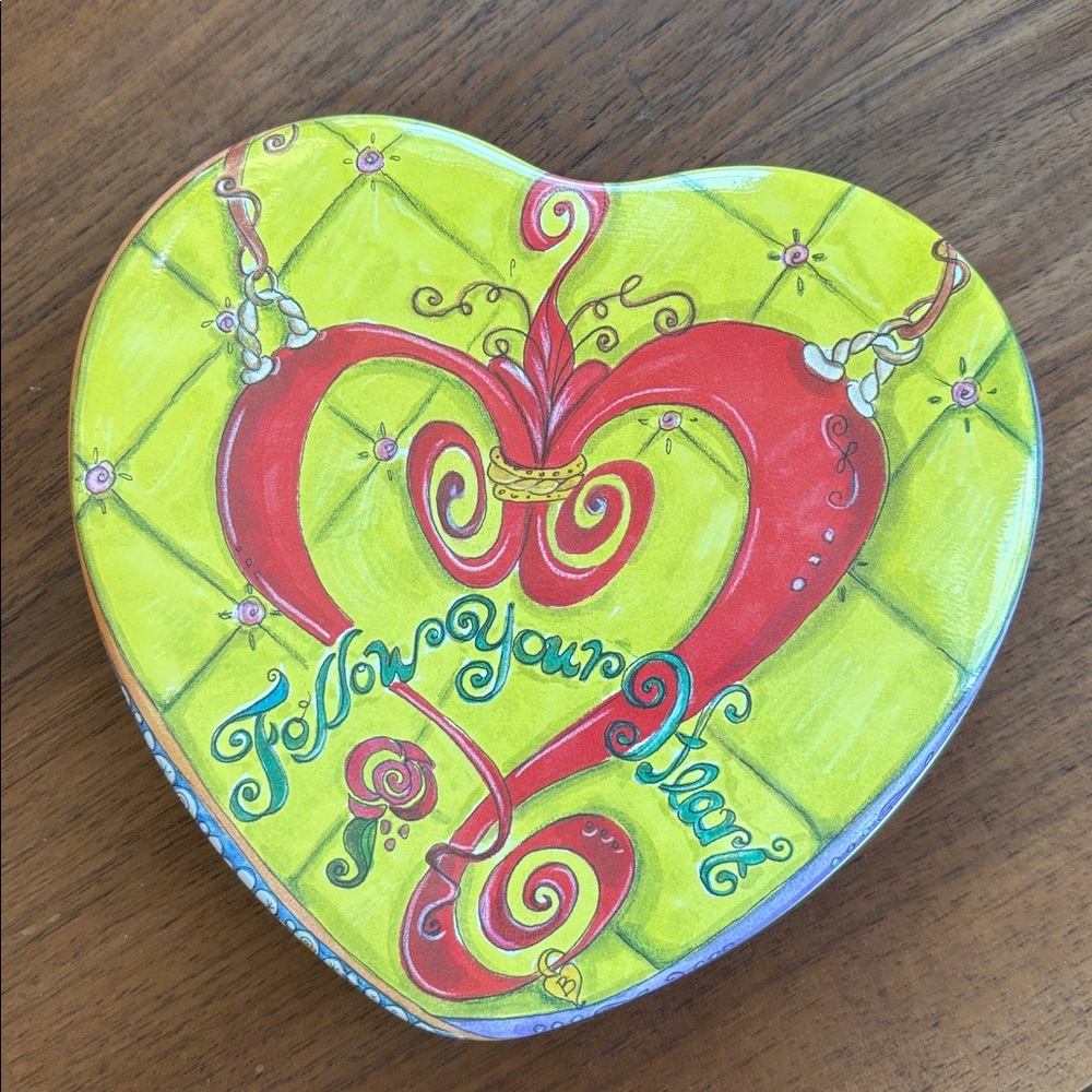 Brighton Heart Shaped Vintage Tin, Whimsical Designs, Storage or Jewelry Box